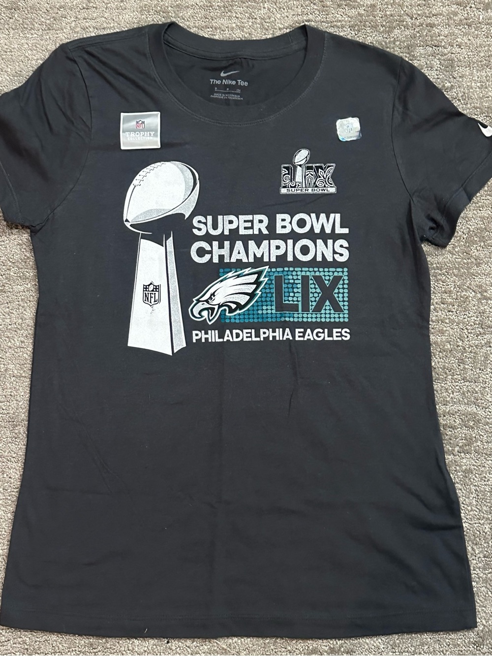 Nike Philadelphia Eagles Black Super Bowl LIX Champions Tee NEW